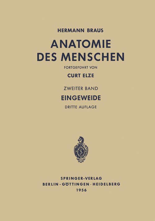 Book cover of Eingeweide: Einschliesslich Periphere Leitungsbahnen I (3. Aufl. 1956)