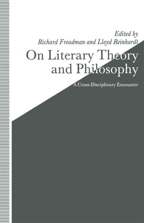 Book cover of On Literary Theory and Philosophy (1st ed. 1991)