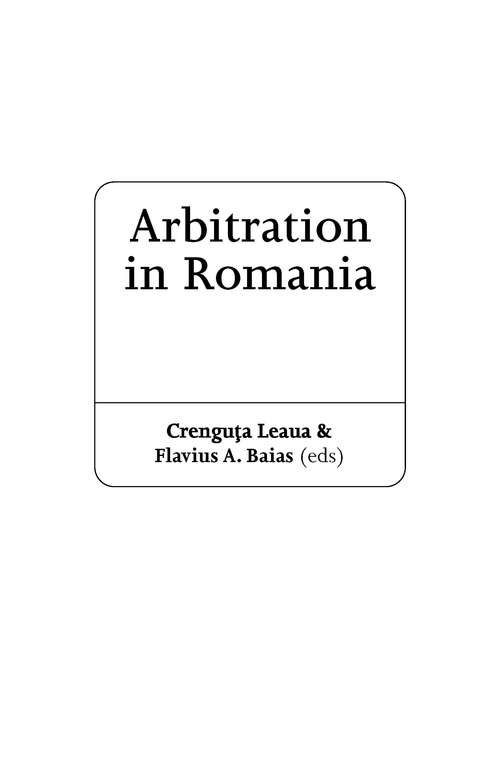 Book cover of Arbitration in Romania: A Practitioner's Guide