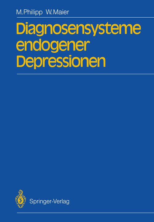 Book cover of Diagnosensysteme endogener Depressionen (1987)