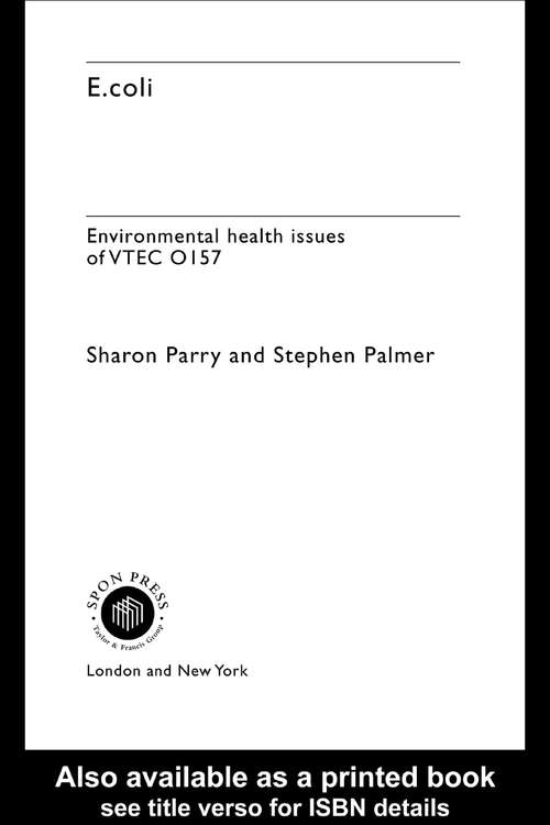 Book cover of E.coli: Environmental Health Issues of VTEC 0157