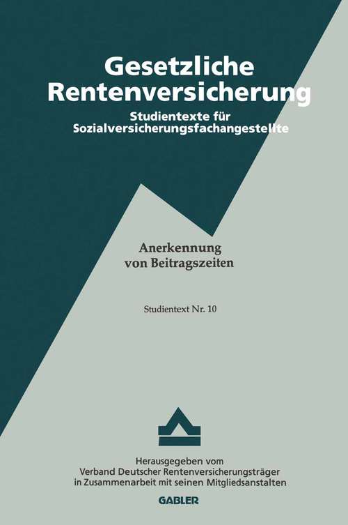 Book cover of Anerkennung von Beitragszeiten (pdf) (2. Aufl. 1994) (Gesellschaftstheorien und Gender)