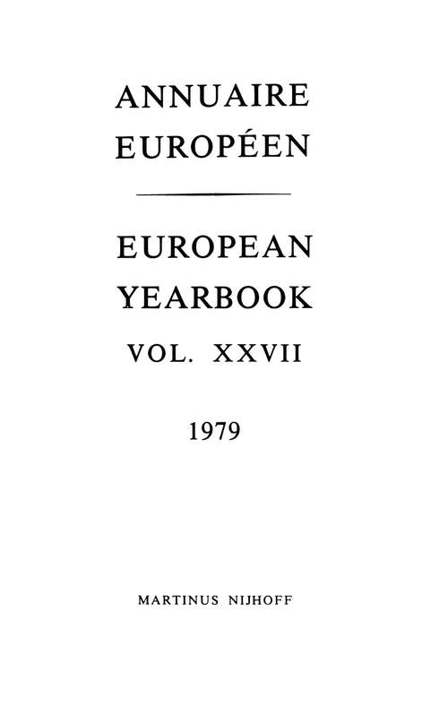 Book cover of Annuaire Europeen / European Yearbook: Vol. XXVII (1981) (Annuaire Europeen / European Yearbook)