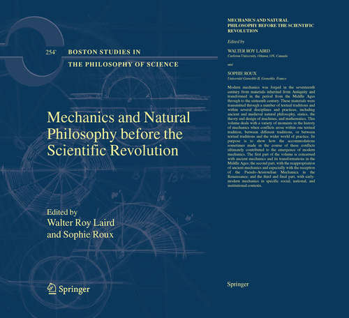 Book cover of Mechanics and Natural Philosophy before the Scientific Revolution (2008) (Boston Studies in the Philosophy and History of Science #254)