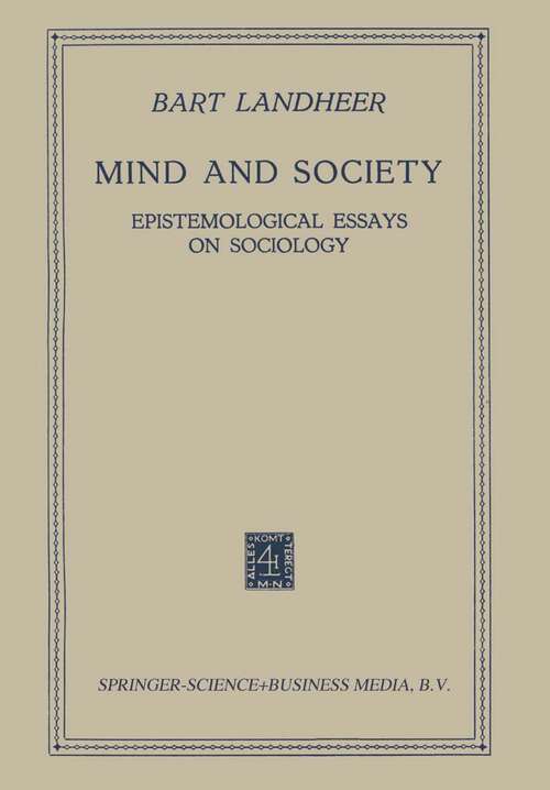 Book cover of Mind and Society: Epistemological Essays on Sociology (1952)