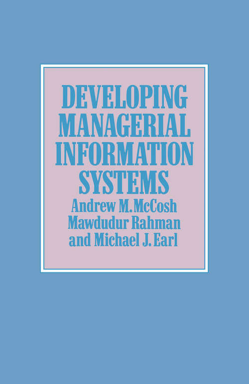Book cover of Developing Managerial Information Systems: (pdf) (1st ed. 1981)