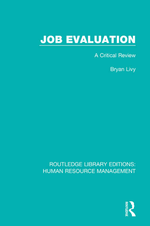 Book cover of Job Evaluation: A Critical Review