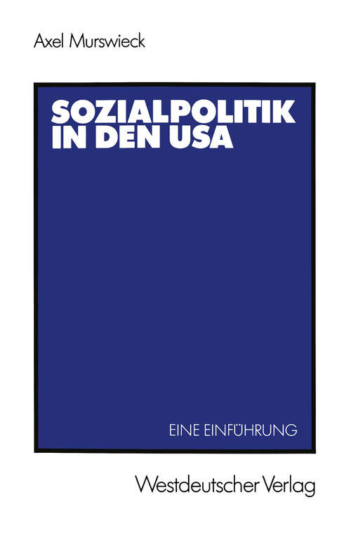 Book cover of Sozialpolitik in den USA: Eine Einführung (1988)