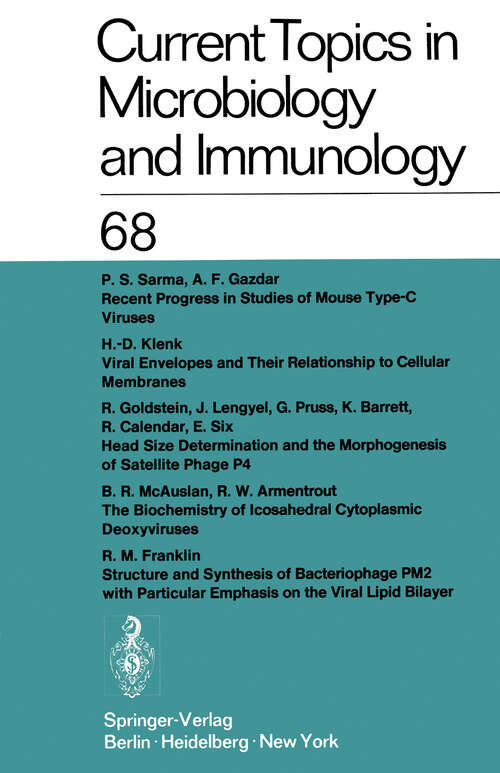 Book cover of Current Topics in Microbiology and Immunology / Ergebnisse der Mikrobiologie und Immunitätsforschung: Volume 68 (1974) (Current Topics in Microbiology and Immunology #68)