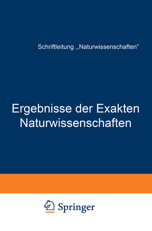 Book cover of Ergebnisse der Exakten Naturwissenschaften: Zehnter Band (1931) (Springer Tracts in Modern Physics #10)