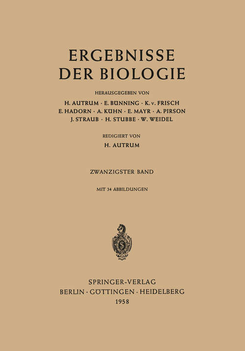 Book cover of Ergebnisse der Biologie (1958) (Ergebnisse der Biologie   Advances in Biology #20)