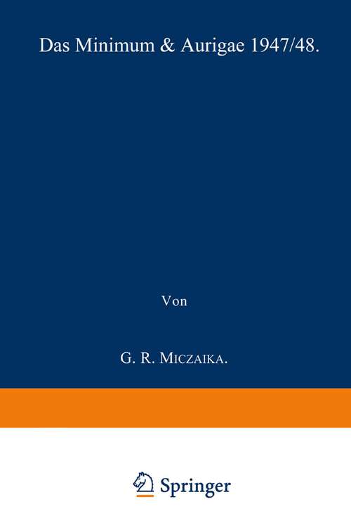 Book cover of Das Minimum von zeta Aurigae 1947/48 (1948) (Mitteilung der Badischen Landessternwarte Heidelberg- Königstuhl)