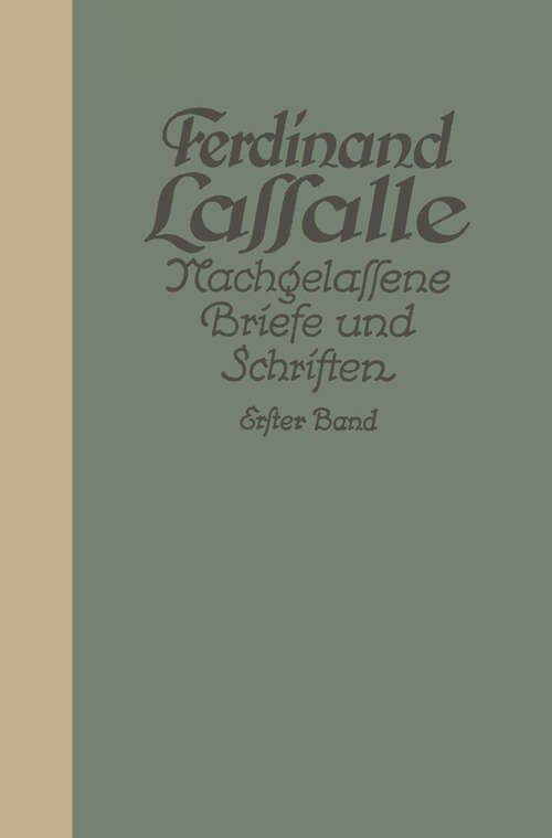 Book cover of Briefe von und an Lassalle bis 1848 (1921)