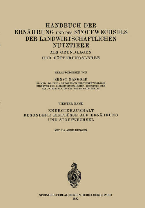 Book cover of Energiehaushalt. Besondere Einflüsse auf Ernährung und Stoffwechsel (1932)