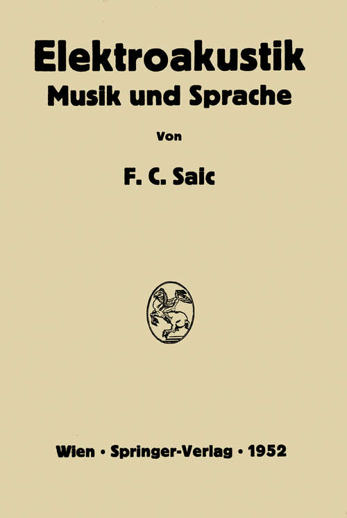 Book cover of Elektroakustik: Musik und Sprache (1952)