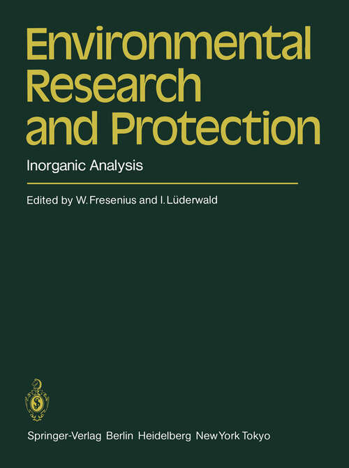 Book cover of Environmental Research and Protection: Inorganic Analysis (1984)