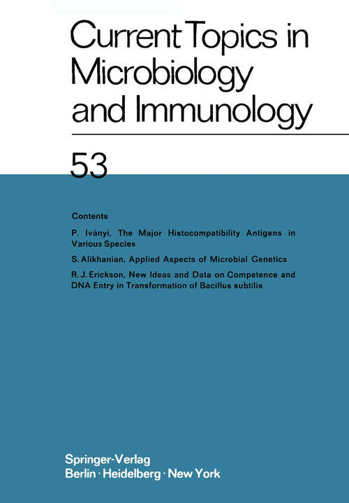 Book cover of Current Topics in Microbiology and Immunology: Ergebnisse der Mikrobiologie und Immunitätsforschungs (1970) (Current Topics in Microbiology and Immunology #53)
