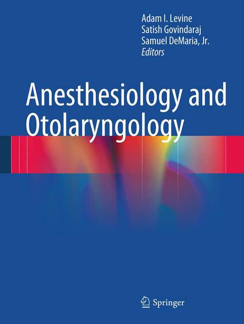 Book cover of Anesthesiology and Otolaryngology (2013)