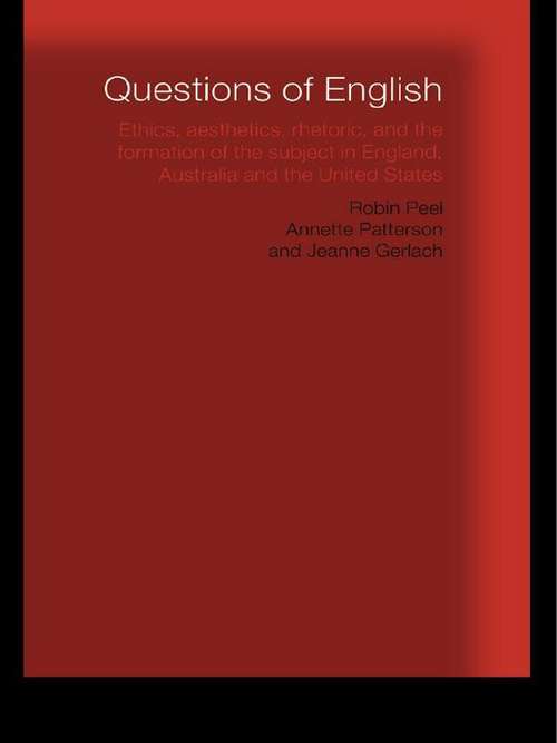 Book cover of Questions of English: Aesthetics, Democracy and the Formation of Subject