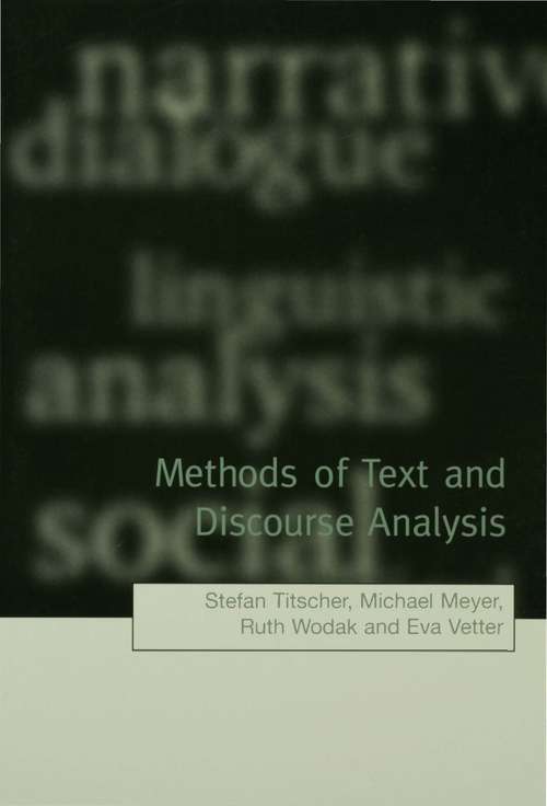 Book cover of Methods Of Text And Discourse Analysis (PDF)