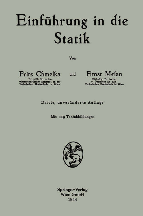 Book cover of Einführung in die Statik (3. Aufl. 1944)