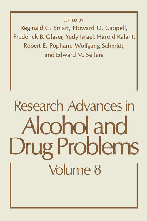 Book cover of Research Advances in Alcohol and Drug Problems (1984) (Research Advances in Alcohol and Drug Problems #8)