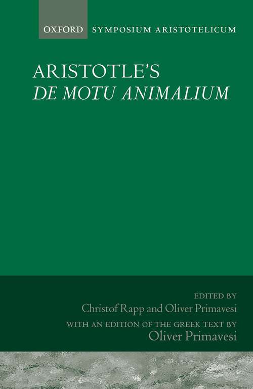 Book cover of Aristotle's De motu animalium: Symposium Aristotelicum