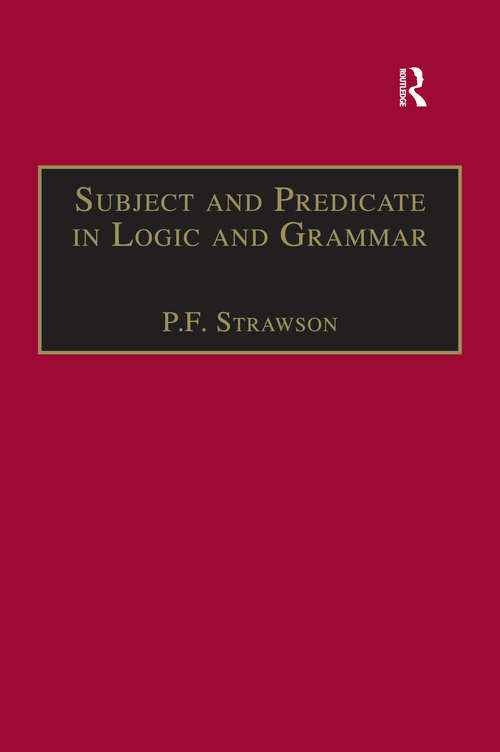 Book cover of Subject and Predicate in Logic and Grammar (2)