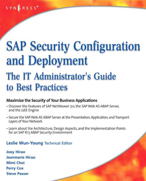 Book cover of SAP Security Configuration and Deployment: The IT Administrator's Guide to Best Practices