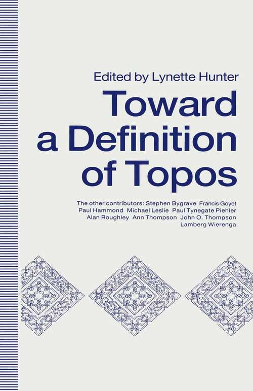 Book cover of Towards A Definition of Topos: Approaches to Analogical Reasoning (1st ed. 1991)