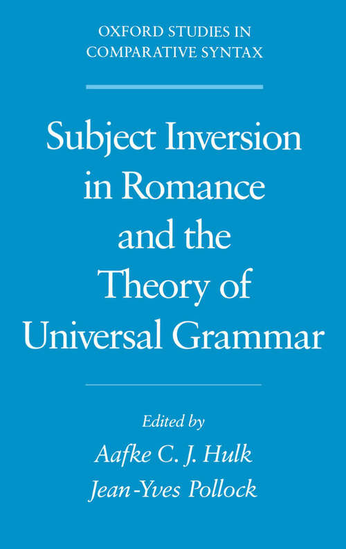 Book cover of Subject Inversion in Romance and the Theory of Universal Grammar (Oxford Studies in Comparative Syntax)