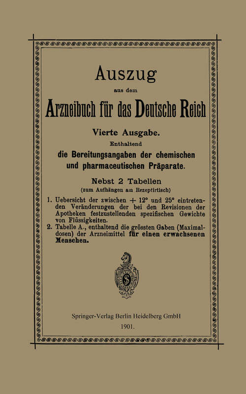 Book cover of Auszug aus dem Arzneibuch für das Deutsche Reich (4. Aufl. 1901)