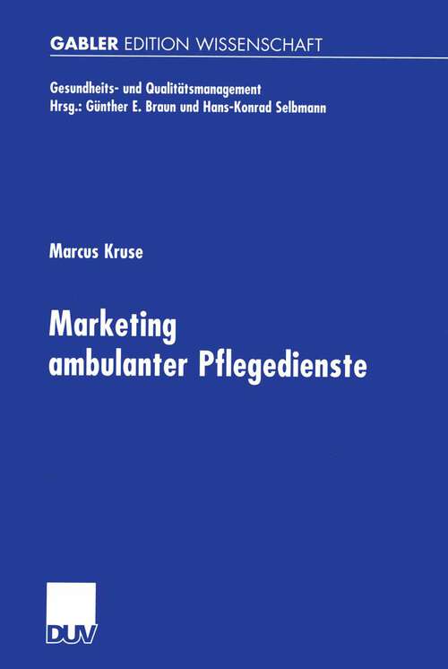 Book cover of Marketing ambulanter Pflegedienste (2002) (Gesundheits- und Qualitätsmanagement)