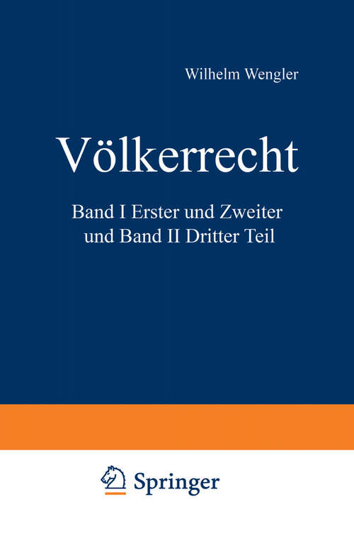 Book cover of Völkerrecht: Erster und Zweiter Teil (1964) (Enzyklopädie der Rechts- und Staatswissenschaft)