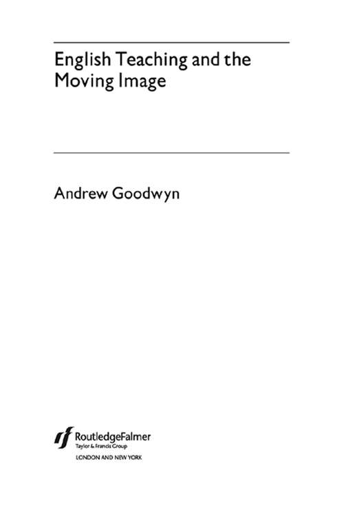 Book cover of English Teaching and the Moving Image