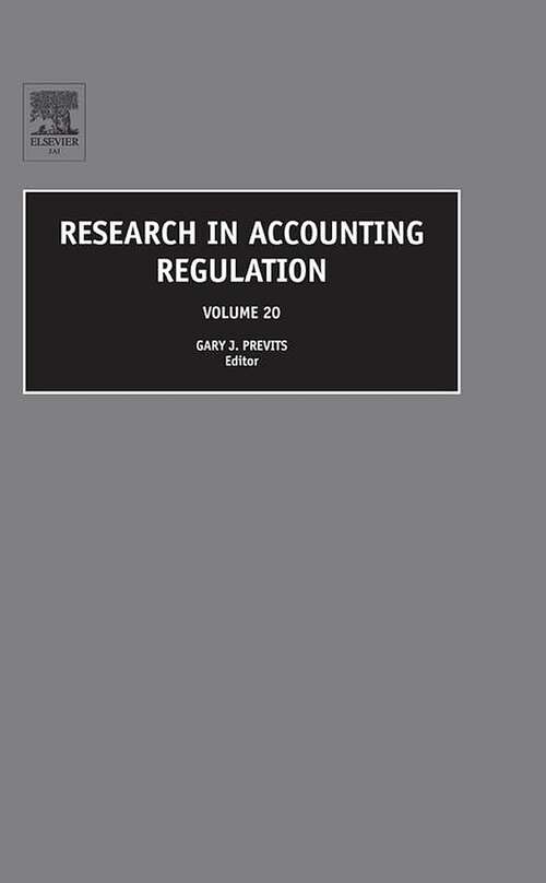 Book cover of Research in Accounting Regulation (Research in Accounting Regulation: Volume 20)