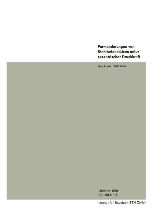 Book cover of Formänderungen von Stahlbetonstützen unter exzentrischer Druckkraft (1970)