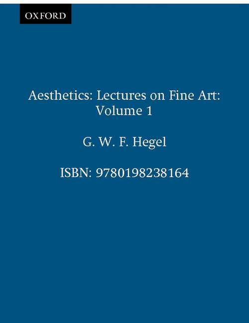 Book cover of Aesthetics: Volume 1