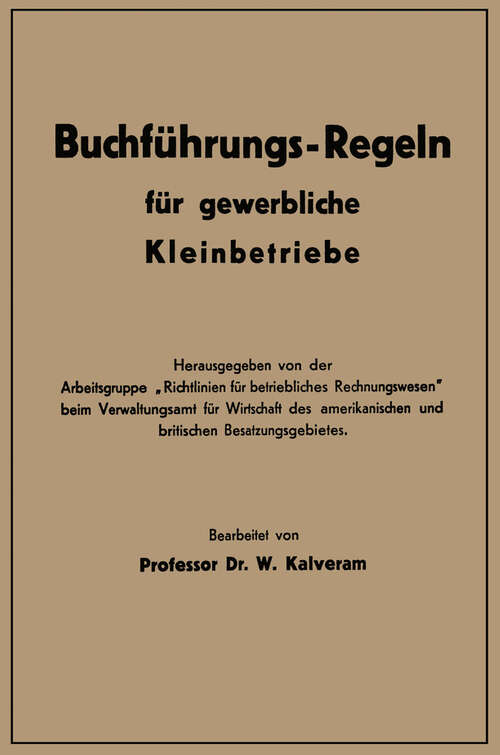 Book cover of Buchführungs-Regeln für gewerbliche Kleinbetriebe (1949)