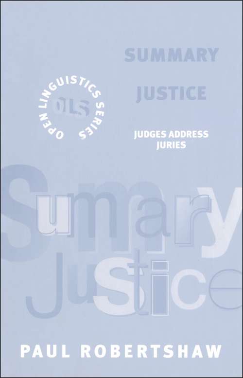 Book cover of Summary Justice: Judges Address Juries