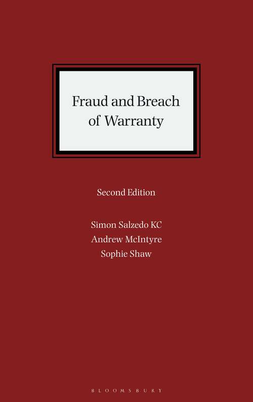 Book cover of Fraud and Breach of Warranty: Buyers’ Claims and Sellers’ Defences