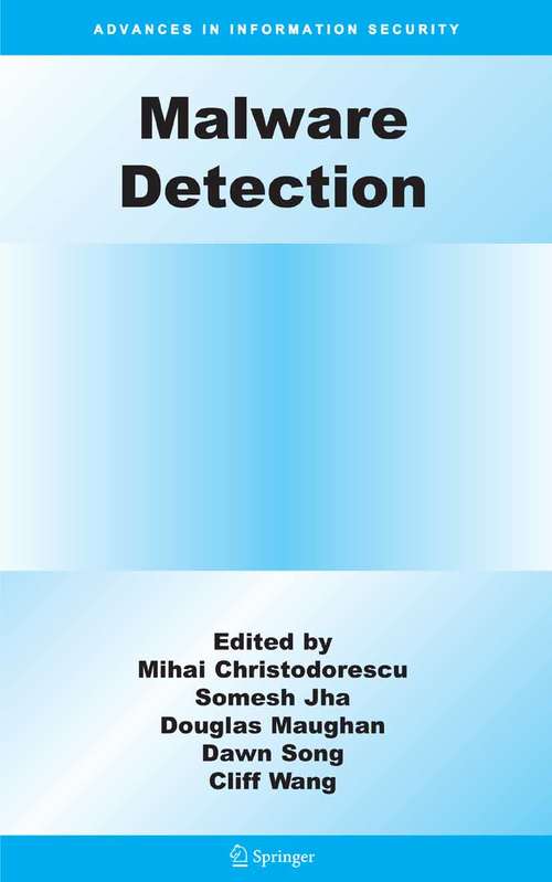 Book cover of Malware Detection (2007) (Advances in Information Security #27)