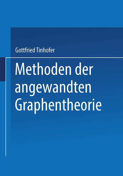 Book cover of Methoden der angewandten Graphentheorie (1976)