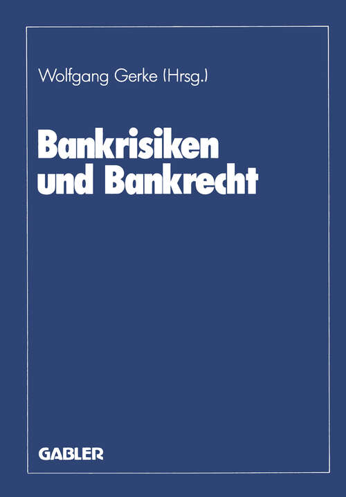 Book cover of Bankrisiken und Bankrecht (1988)