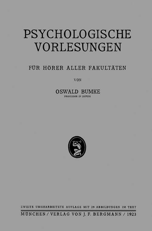 Book cover of Psychologische Vorlesungen: Für Hörer Aller Fakultäten (1923)