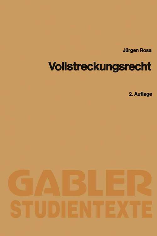 Book cover of Vollstreckungsrecht (2. Aufl. 1988) (Gabler-Studientexte)
