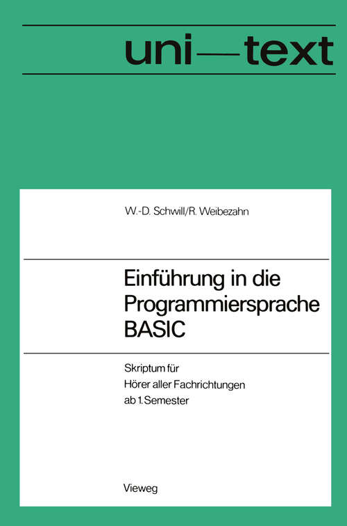 Book cover of Einführung in die Programmiersprache BASIC: Anleitung zum Selbststudium (1976)