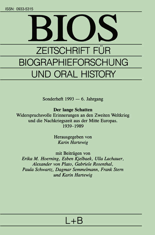 Book cover of BIOS: Zeitschrift für Biographieforschung und Oral History (1993)