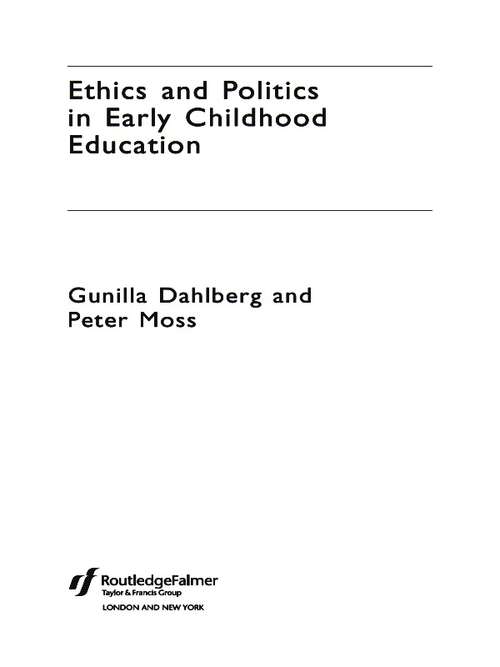 Book cover of Ethics And Politics In Early Childhood Education (PDF)