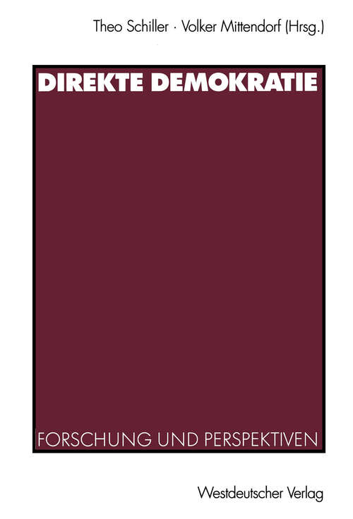 Book cover of Direkte Demokratie: Forschung und Perspektiven (2002)